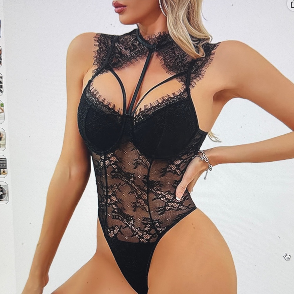 Lace High-Neck Black Bodysuit